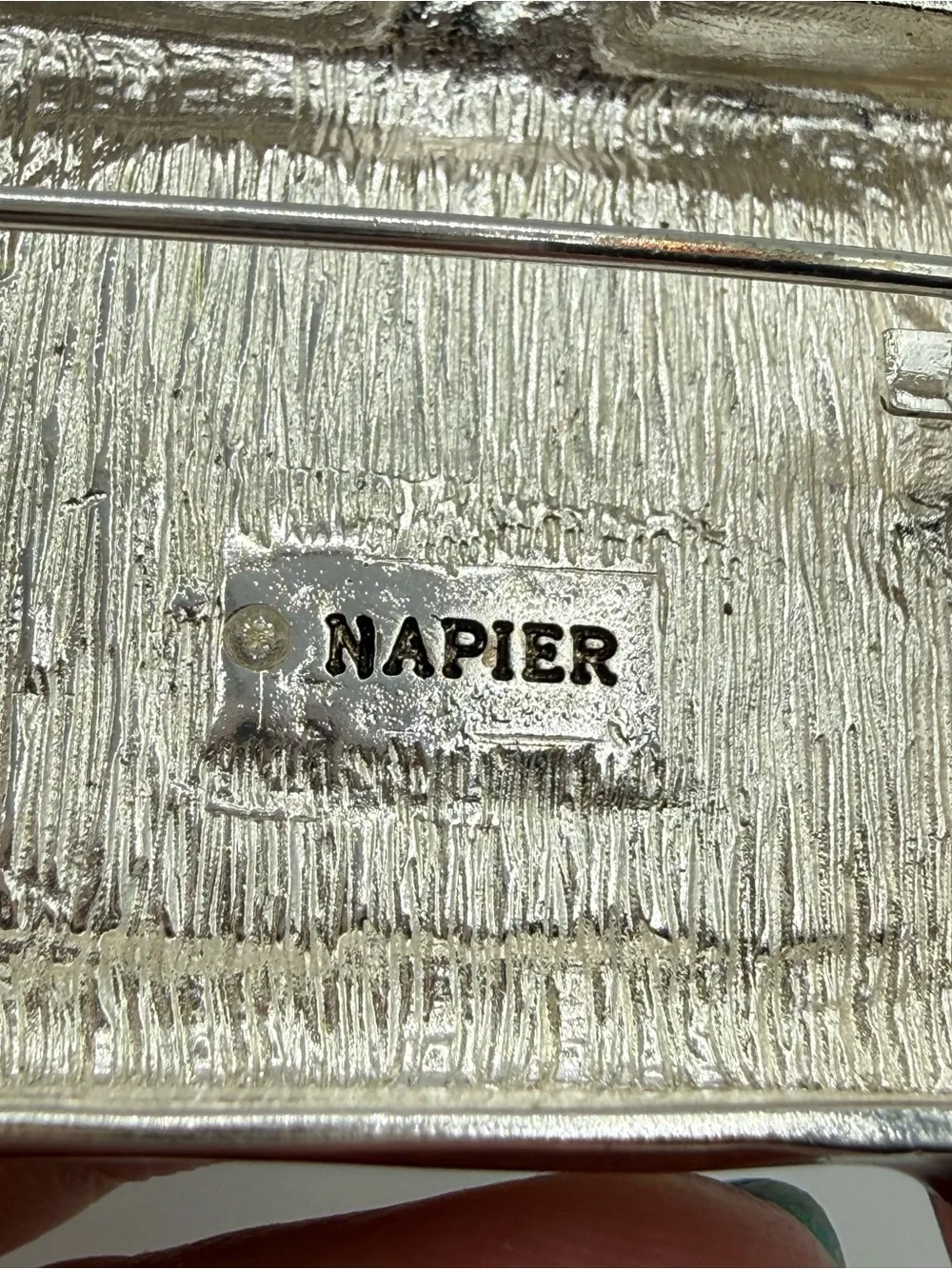 Vintage Napier Retro Television Brooch Pin Color Bar TV Enamel Silver Tone